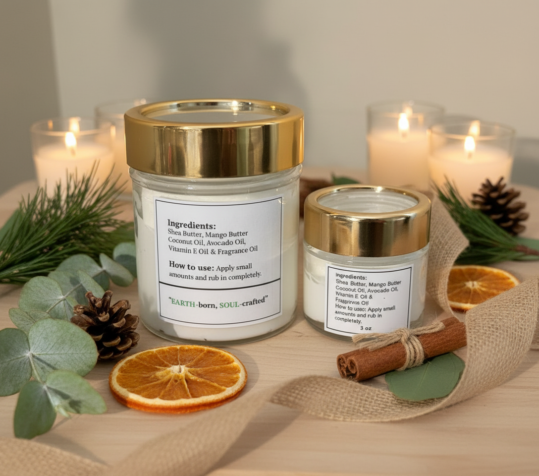 Holiday Gift Bundle - Whipped Body Butter 10oz + 3oz | Dye-Free Natural Skincare