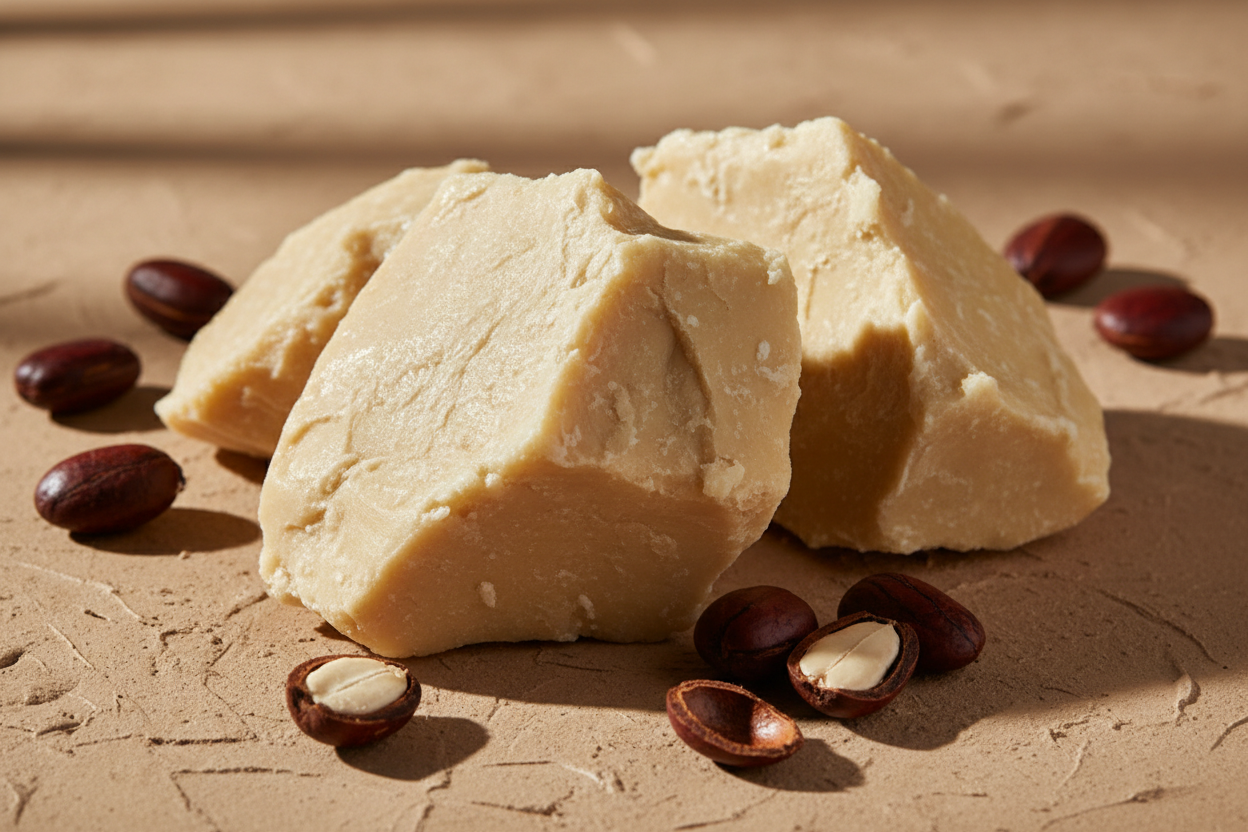Raw shea butter and shea nuts